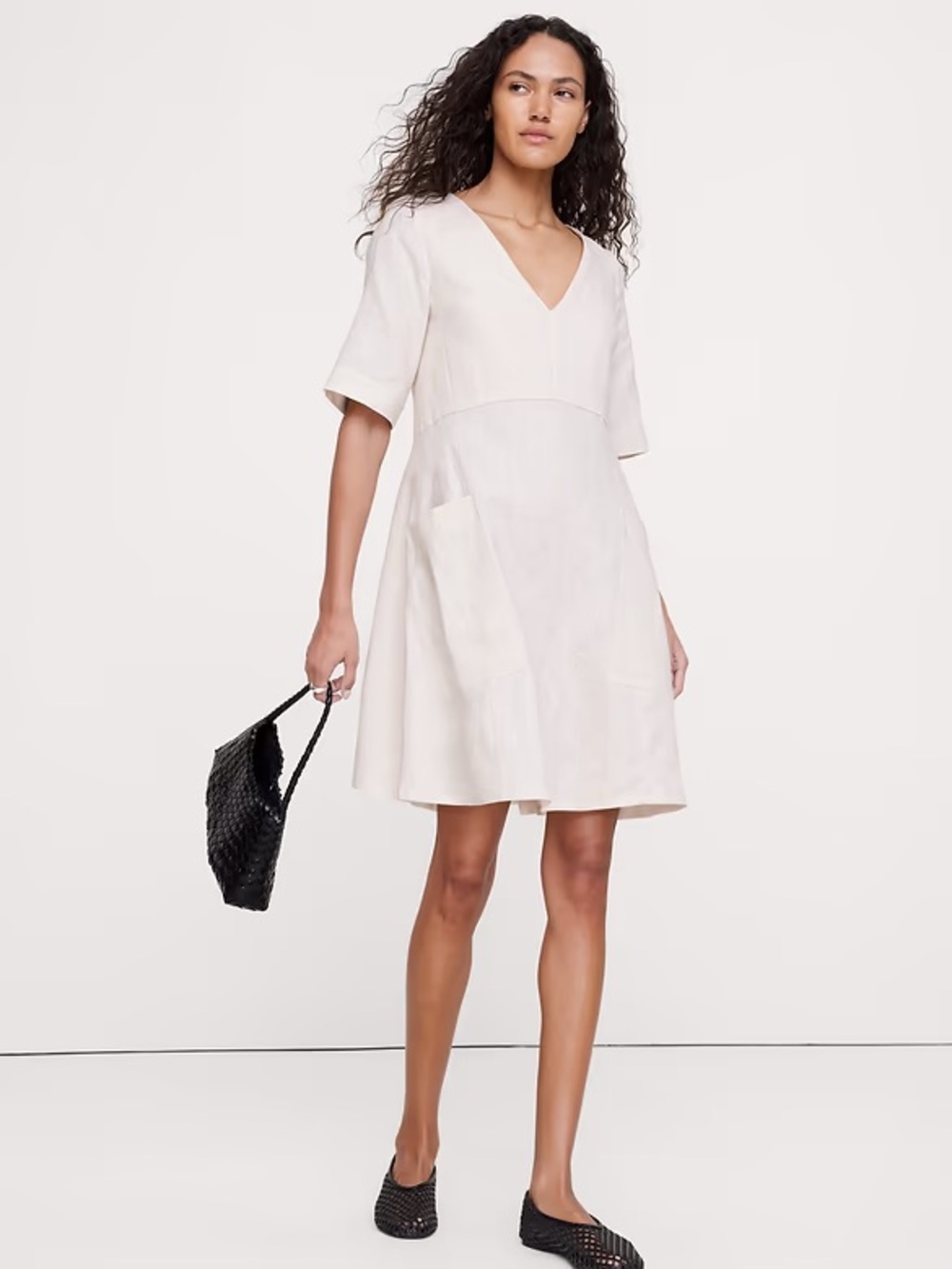 NWT! Banana Republic Cream White Linen Pocket Mini Dress - MEDIUM